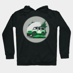 Jeep Vehicle White Green Design Hoodie